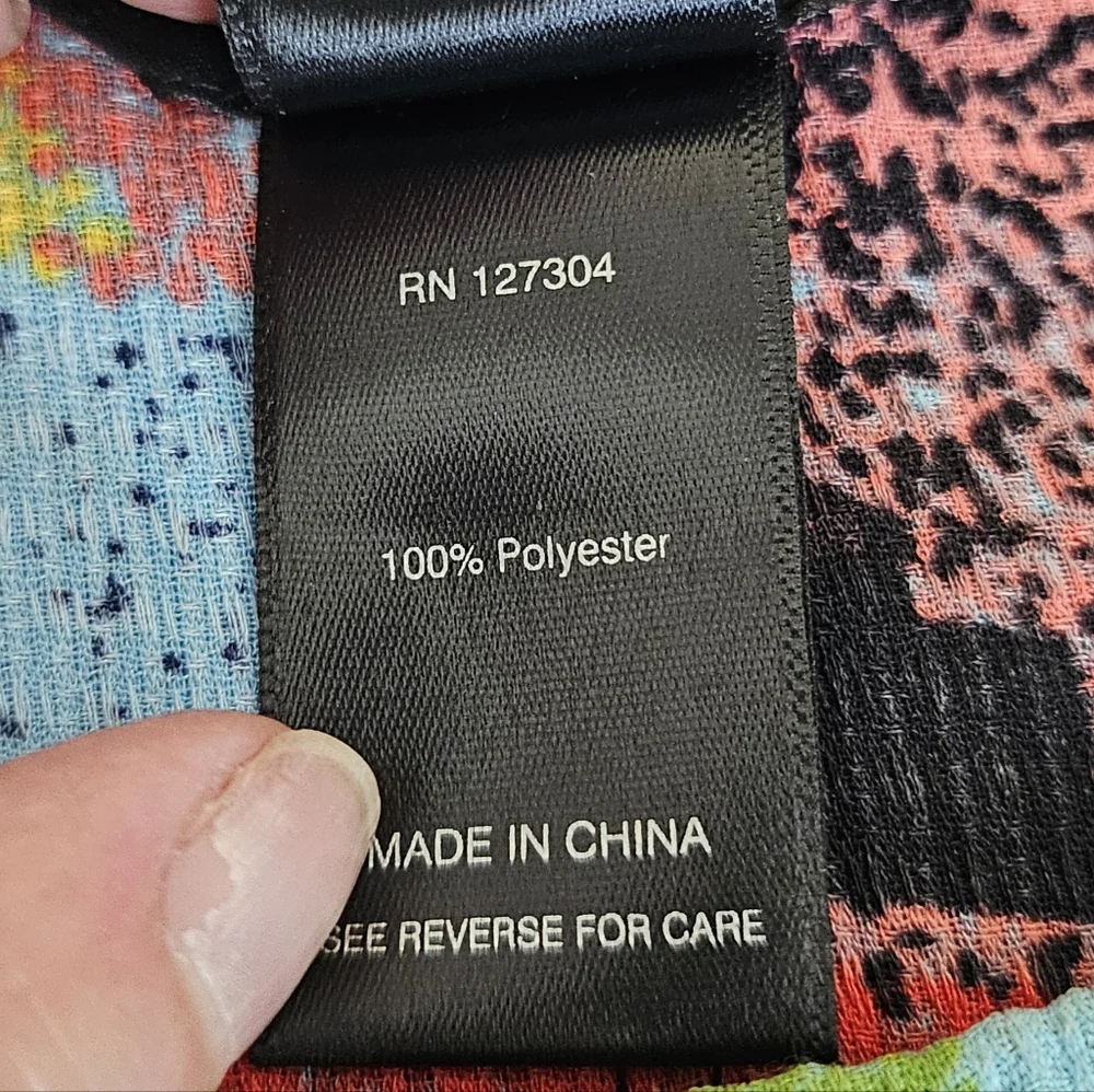 Ali Miles Small Tunic Top multi color bell sleeves pleated designer - Picture 6 of 10